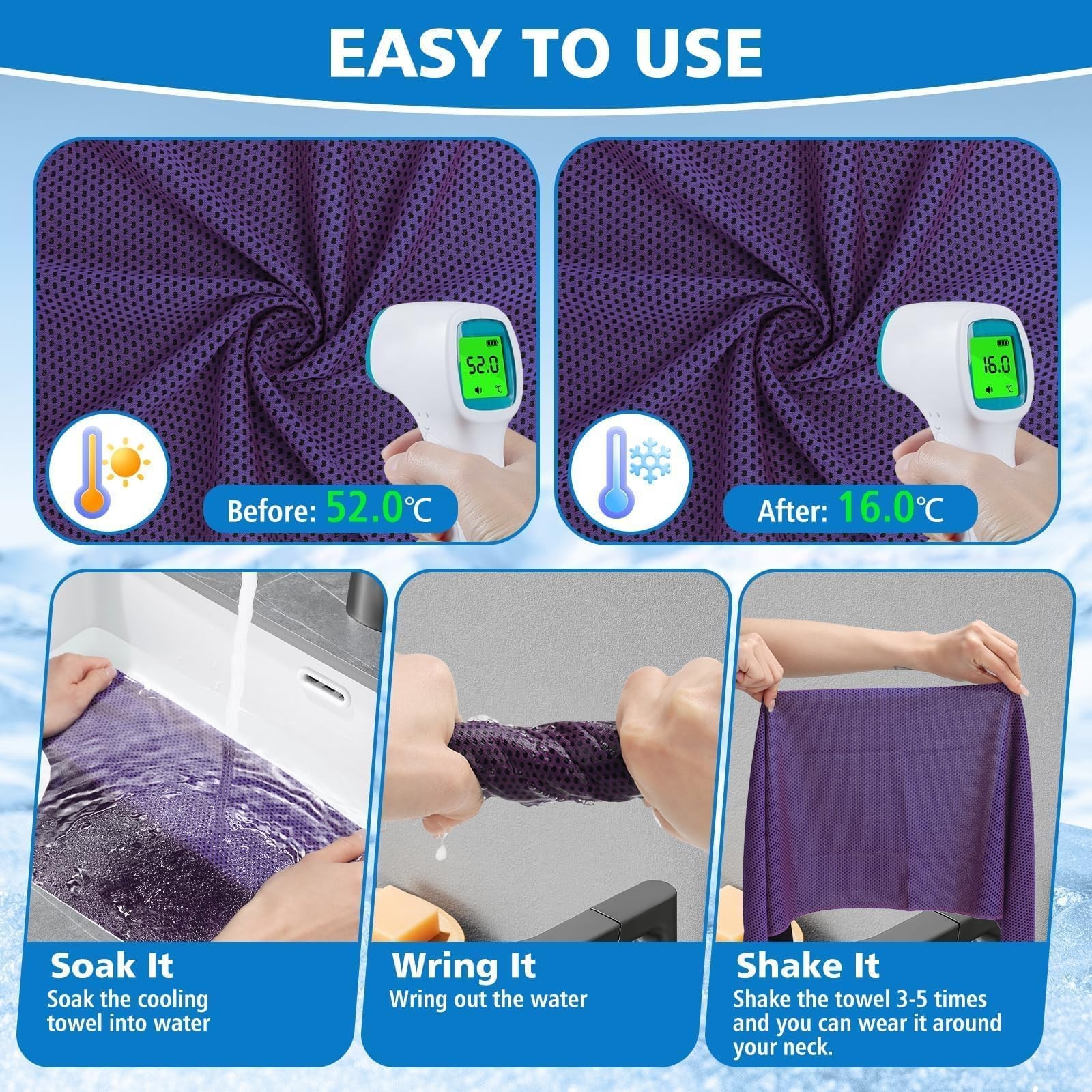 PJPSAA 24 Pack Cooling Towels Bulk for Neck and Face 40&Prime;x12&Prime;, Multicolor
