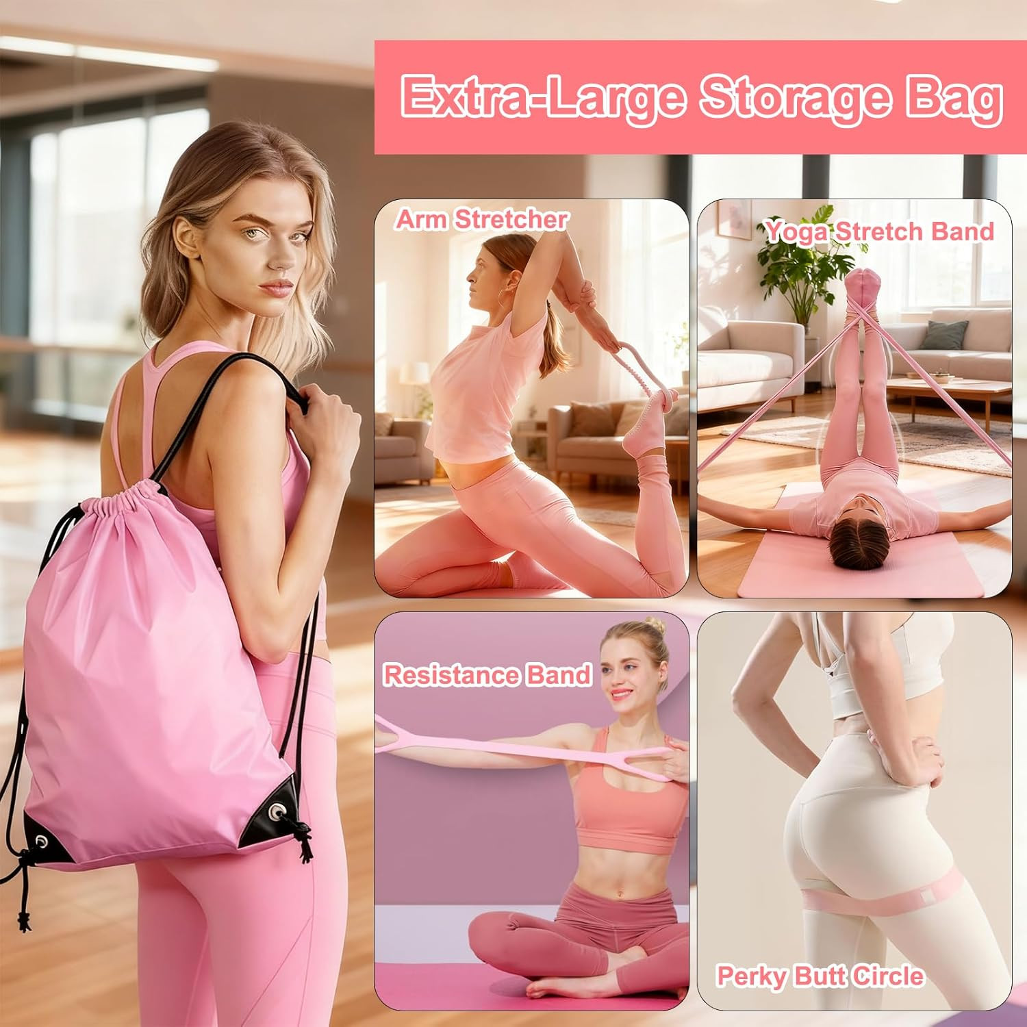 Pilates Equipment Set for Women, Pilates Ring and Ball Set with 15&Prime; Magic Circle