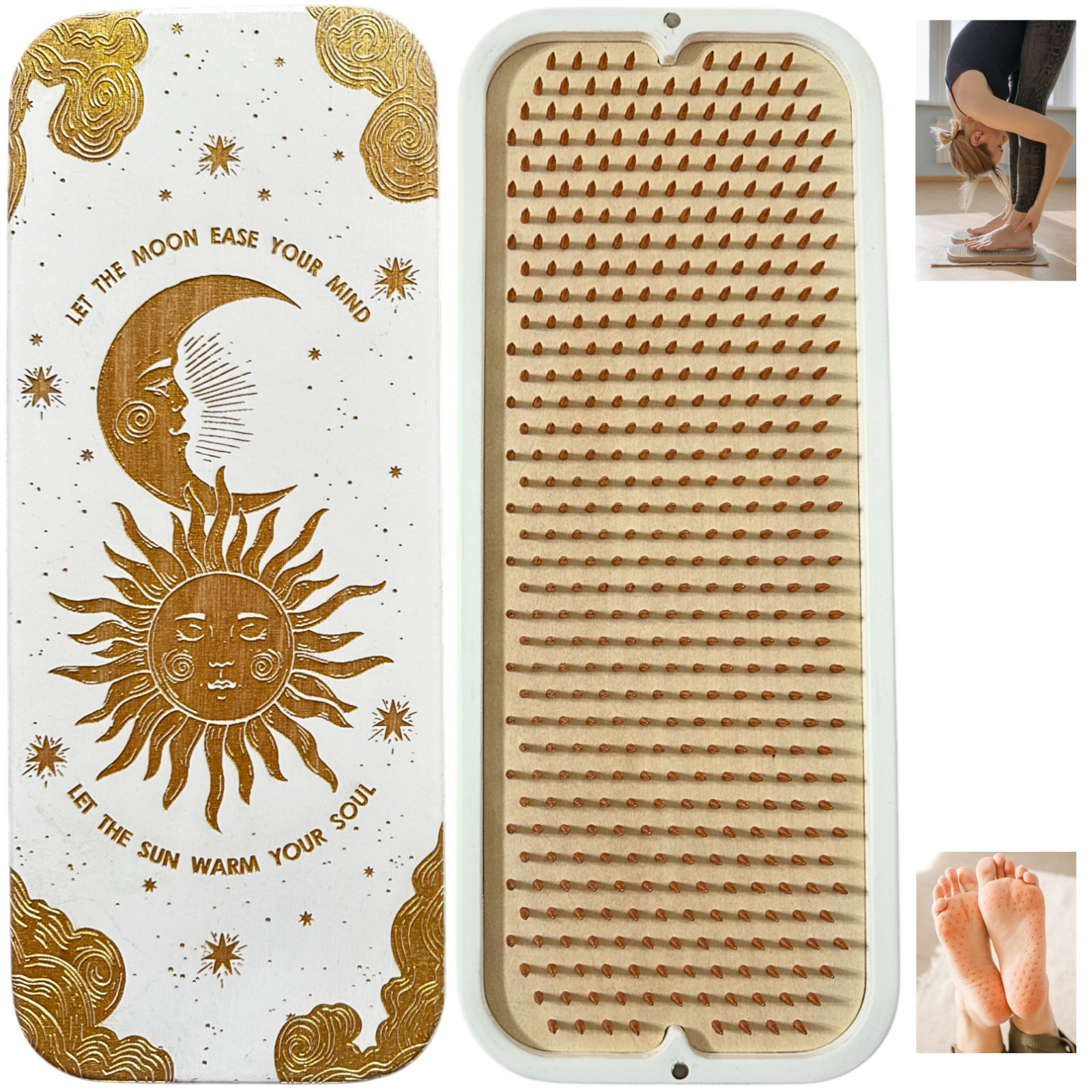 Sadhu Board with Copper Nails, 8 mm (0.3 Inch), Nail Boards for Feet, Yoga Gift