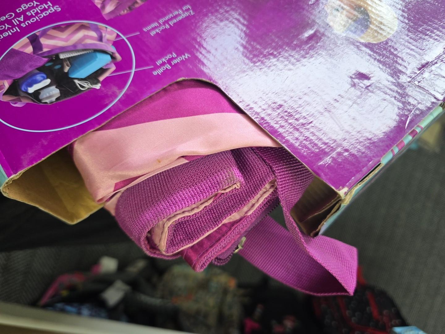 Lotus Pink And Purple 24&Prime; Deluxe Yoga Tote Mat Carrying Bag*NEW But Little Dirty