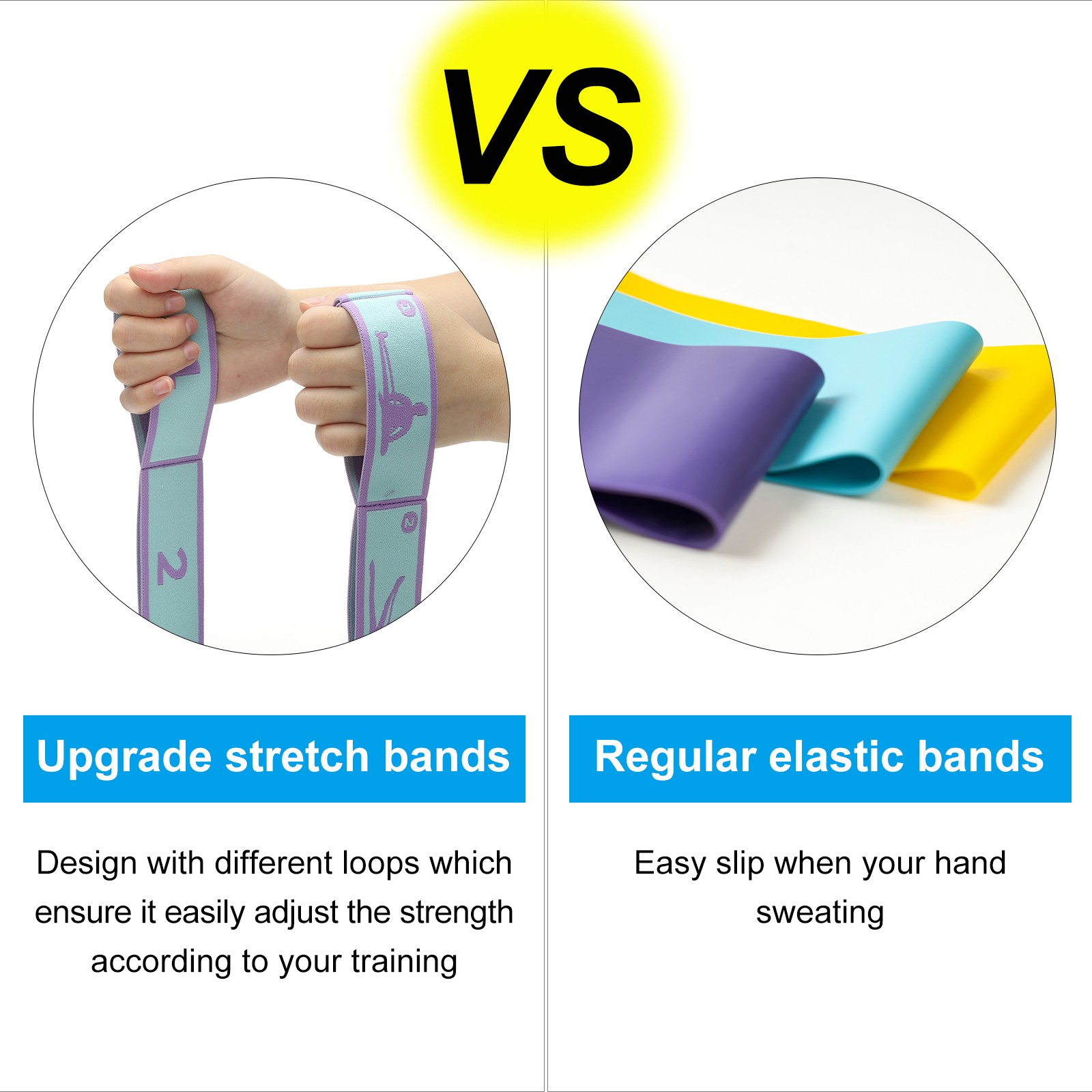 45.3 Inch Exercise Bands Yoga Stretching Strap Latin Elastic Dance Purple