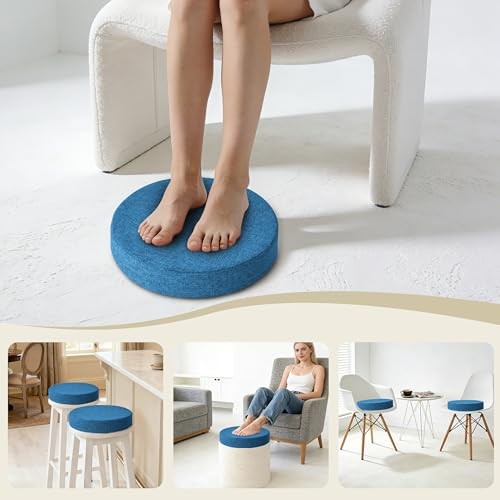 .5&Prime; Thick Non Slip Round Chair Pad Set of 16&Prime; | Machine-Washable Cover, 2 Blue