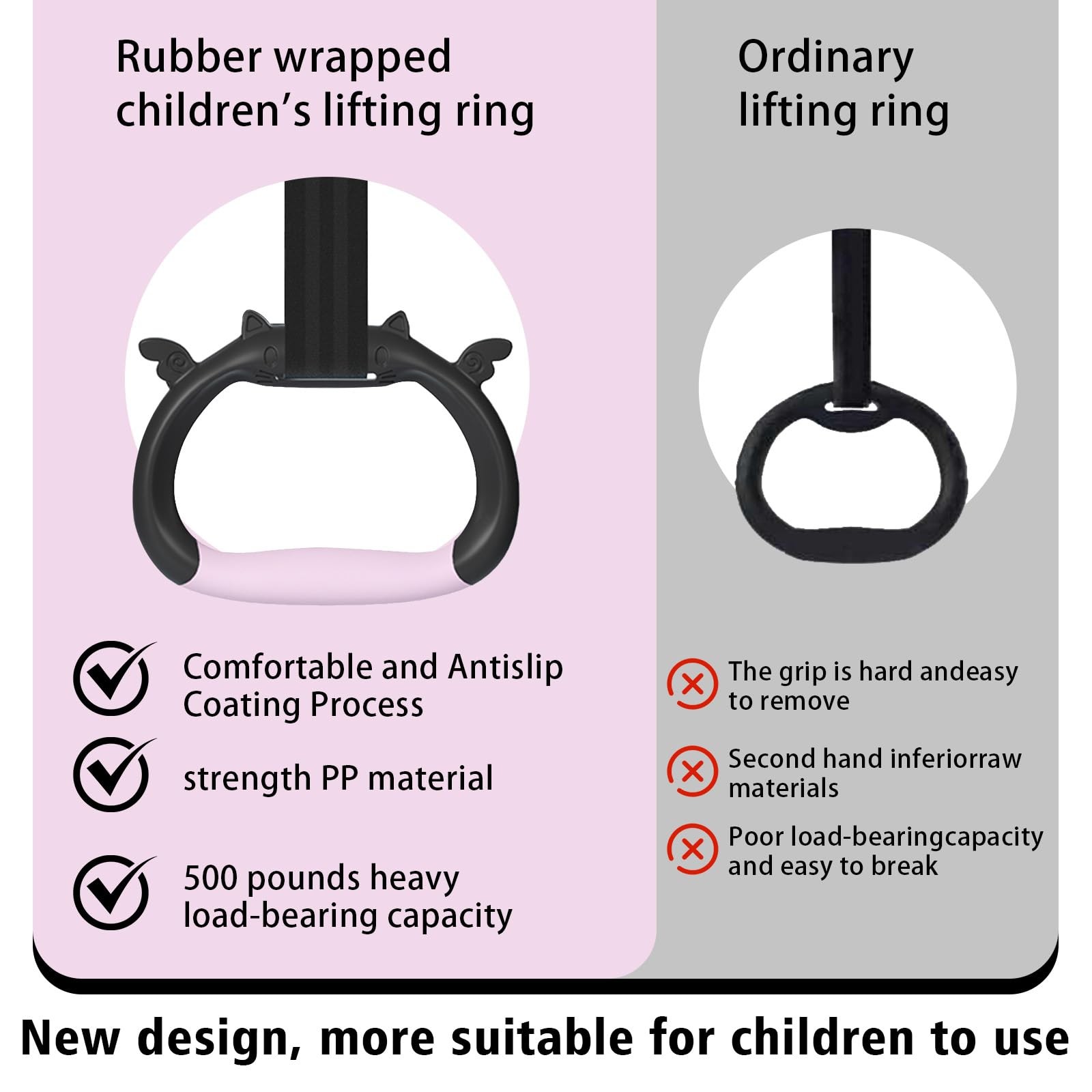GDLPZM Gymnastics Rings, Home Gym Equipment, Adjustable Strap Strength pink