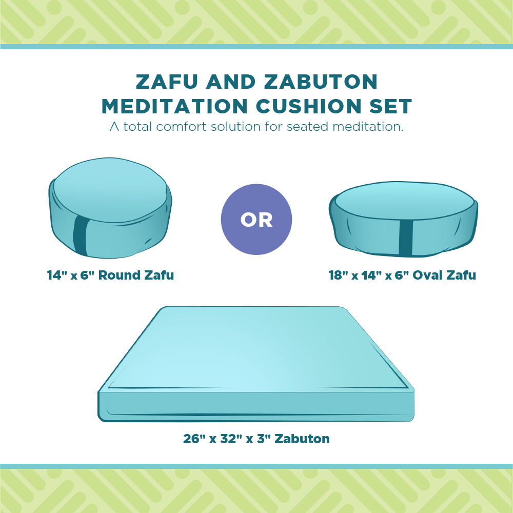 Meditation Set – Organic Buckwheat Filled Zafu Cushion + Cotton Filled Yoga Mat