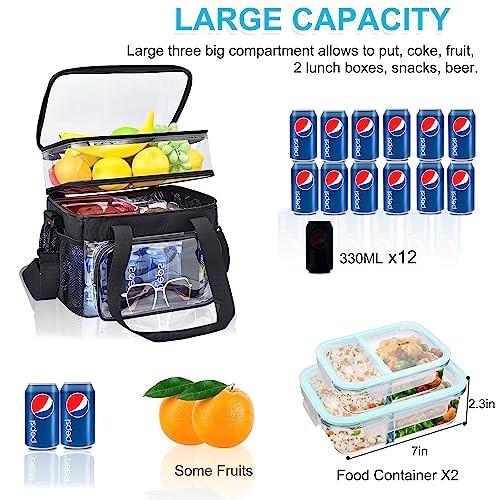 Clear Lunch Bag – Large Clear Lunch Bag for Work Double-Deck Reusable Lunch