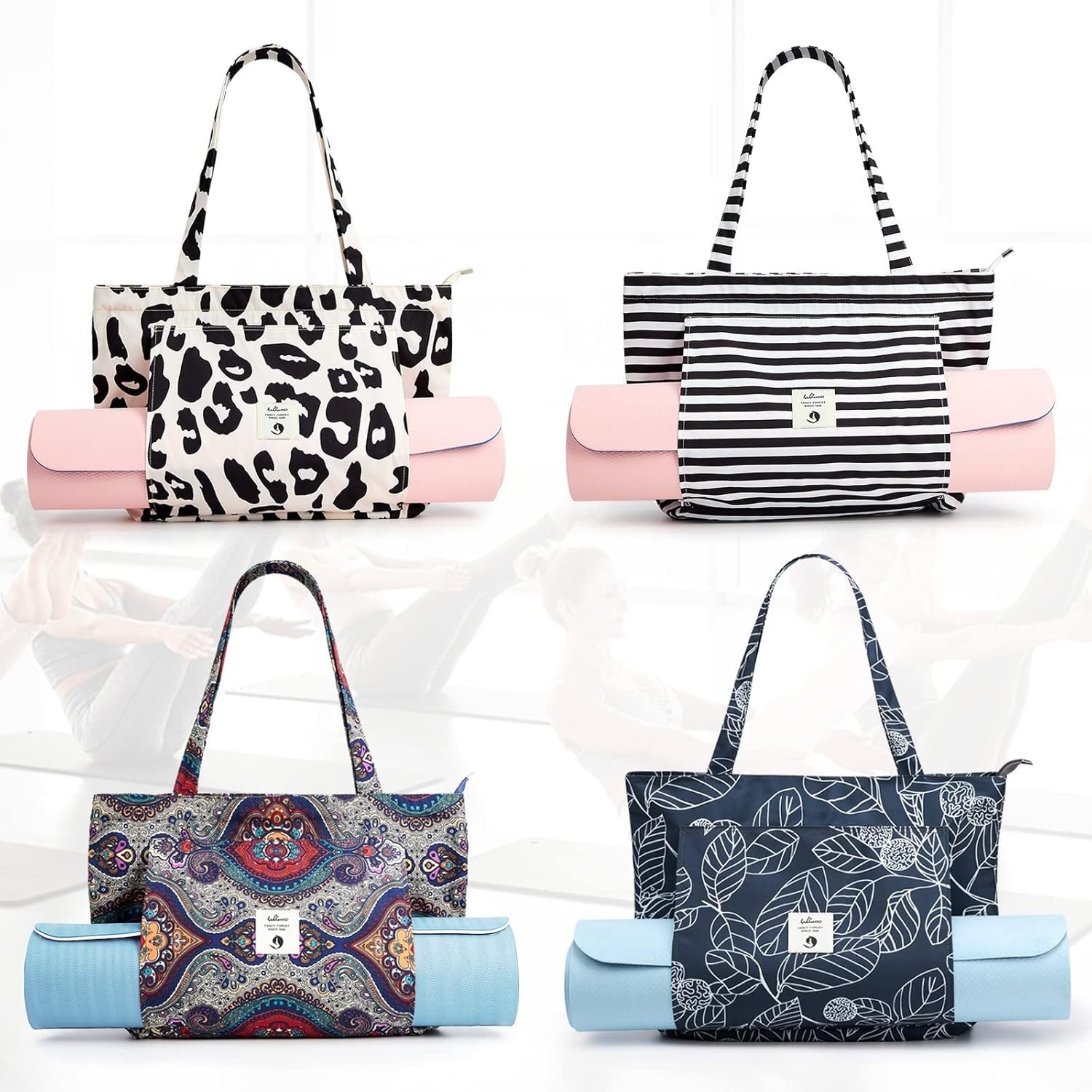 Yoga Bags for Women with Yoga Mats Bags Carrier Carryall Canvas Tote stripes