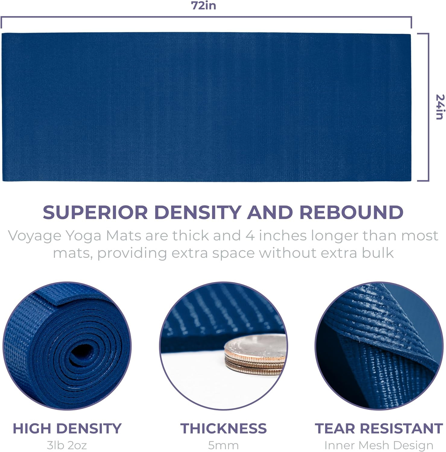 Voyage Yoga Mat, 10 Pack, 72&Prime; X 24&Prime; Professional Studio and Gym Bulk Yoga Mats,