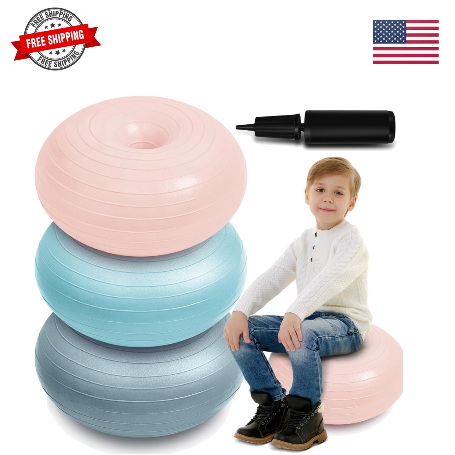 Flexible Seating for Classroom 20 Inch Inflatable Yoga Ball Chair Large Donut…