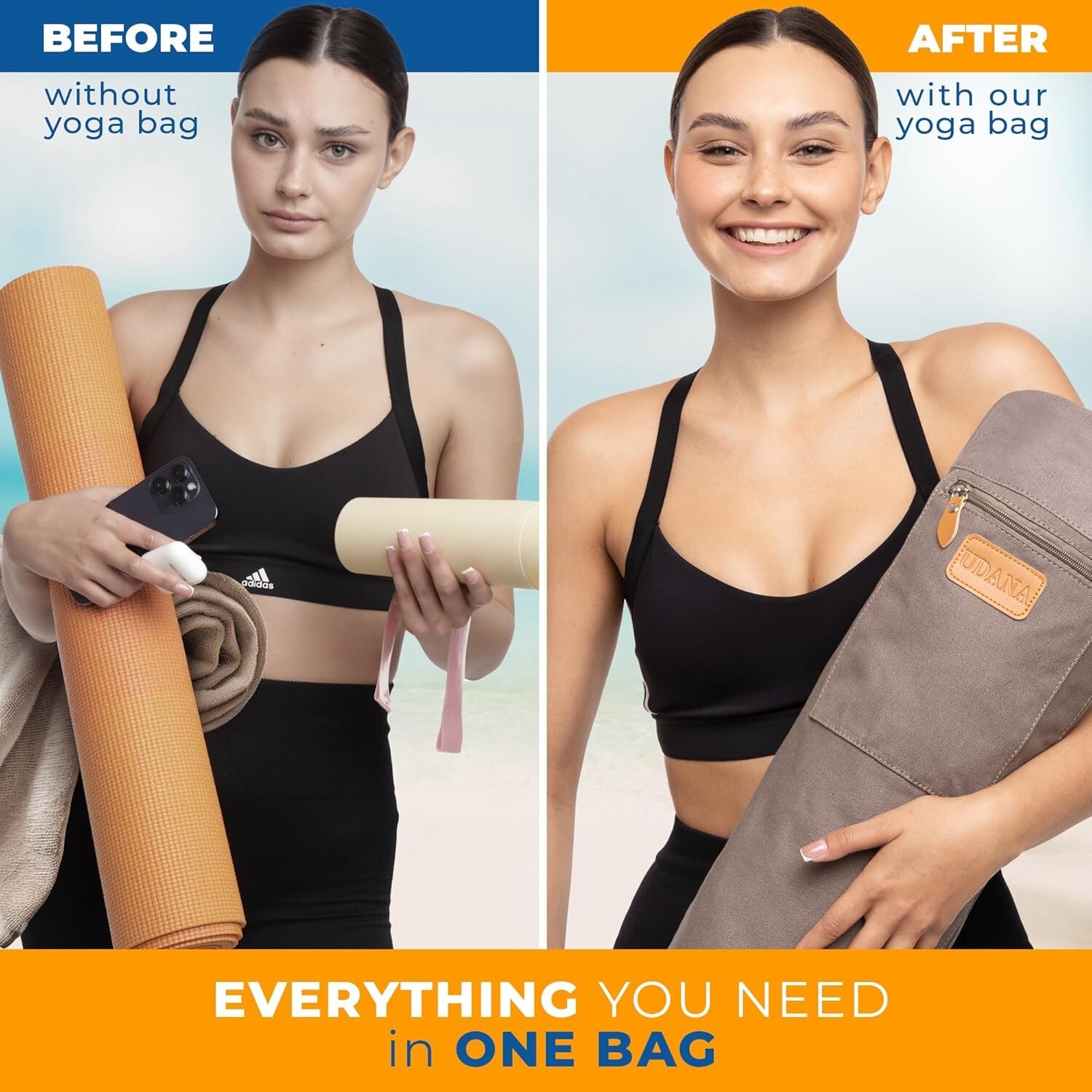 Yoga Mat Bag | Large Yoga Mat Bags for Women & Men | « Gray Canvas »