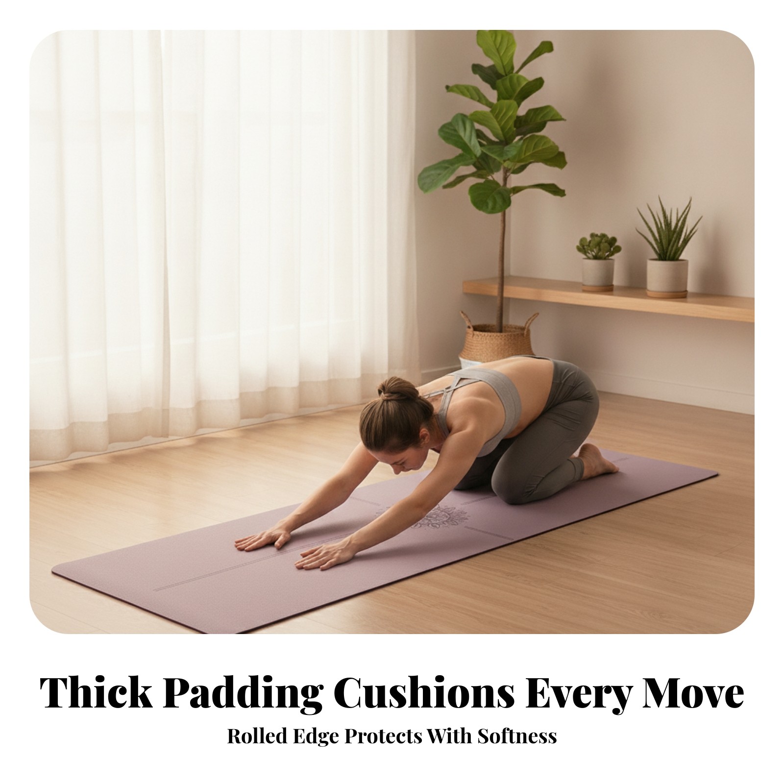 Exercise Mat Solid Color Alignment Exercise Mat Rounded Corners