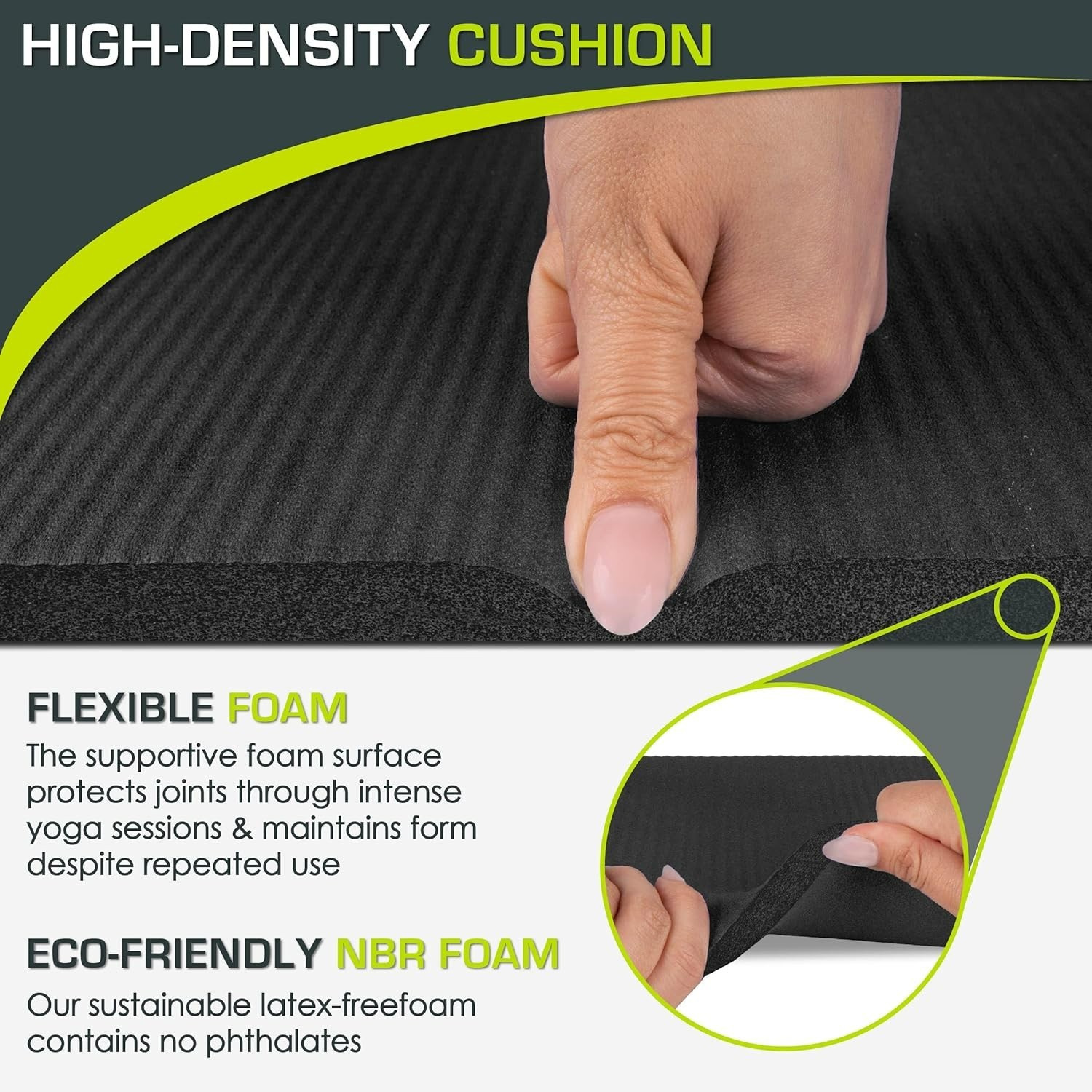 Extra Thick Yoga Knee Pad and Elbow Cushion 15mm 5/8” Fits Standard Mats for …