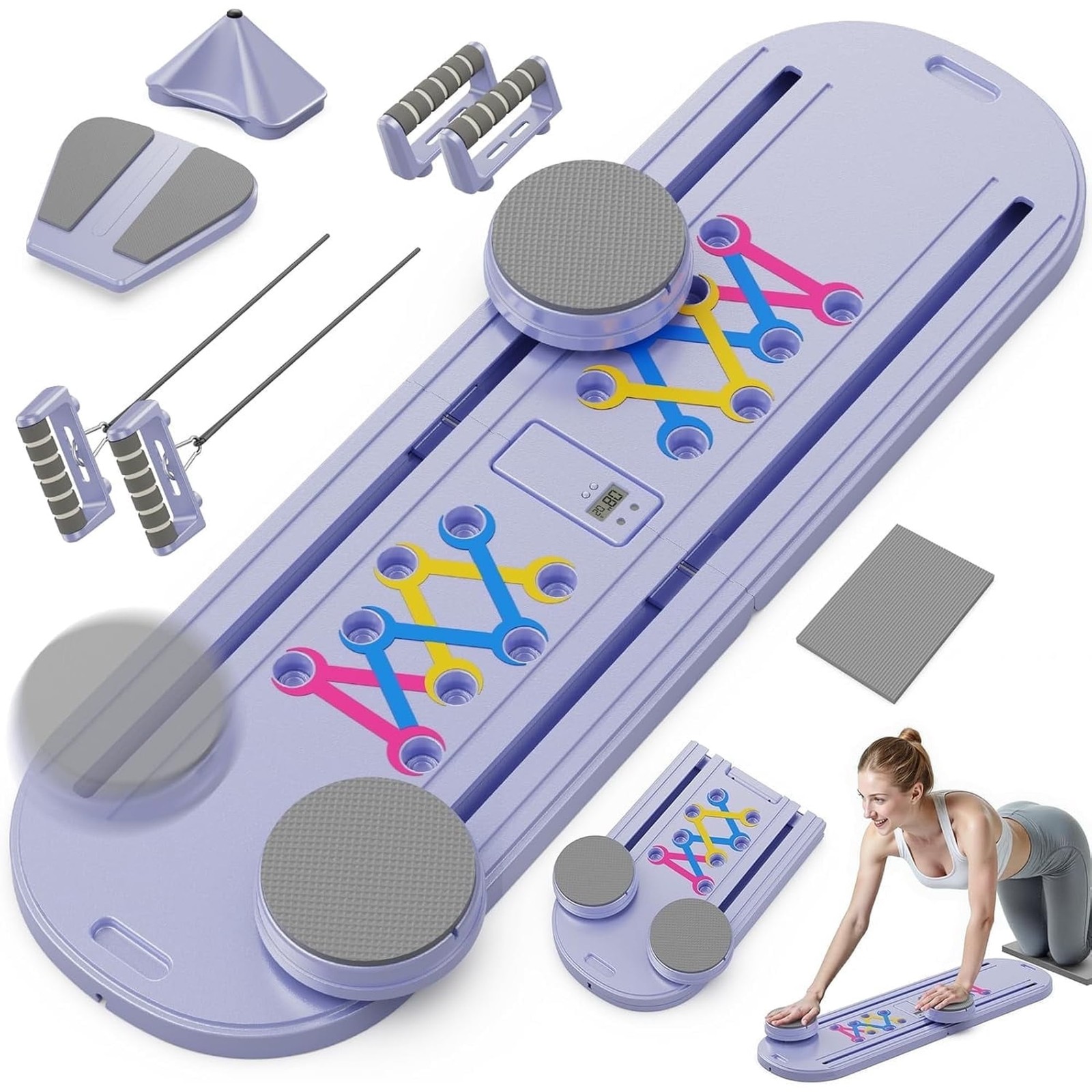UPGO PORTABLE PILATES REFORMER MACHINE FOR HOME WORKOUT – PURPLE