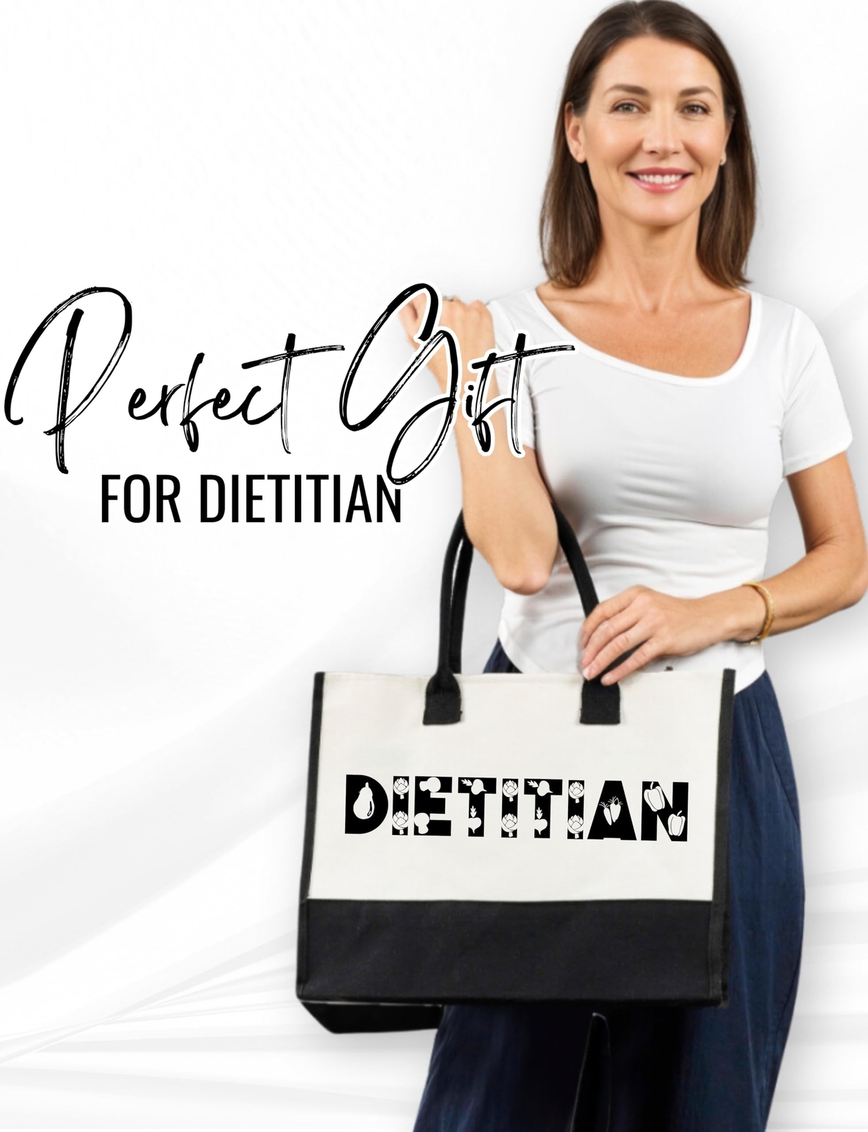 InnoBeta Dietitian Gifts, Canvas Tote Bag with Top Zipper Closure and Shoulde…