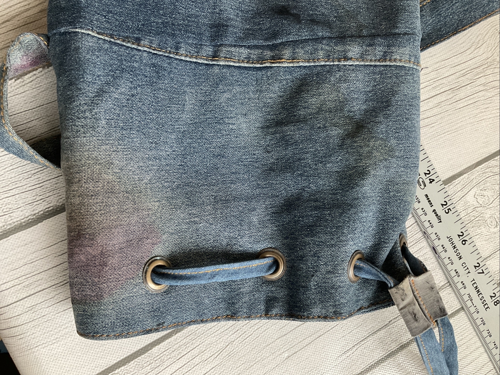 Yoga Mat Carry Bag Shoulder Boho OOAK Retro Distressed Upcycle Denim Blue Jeans