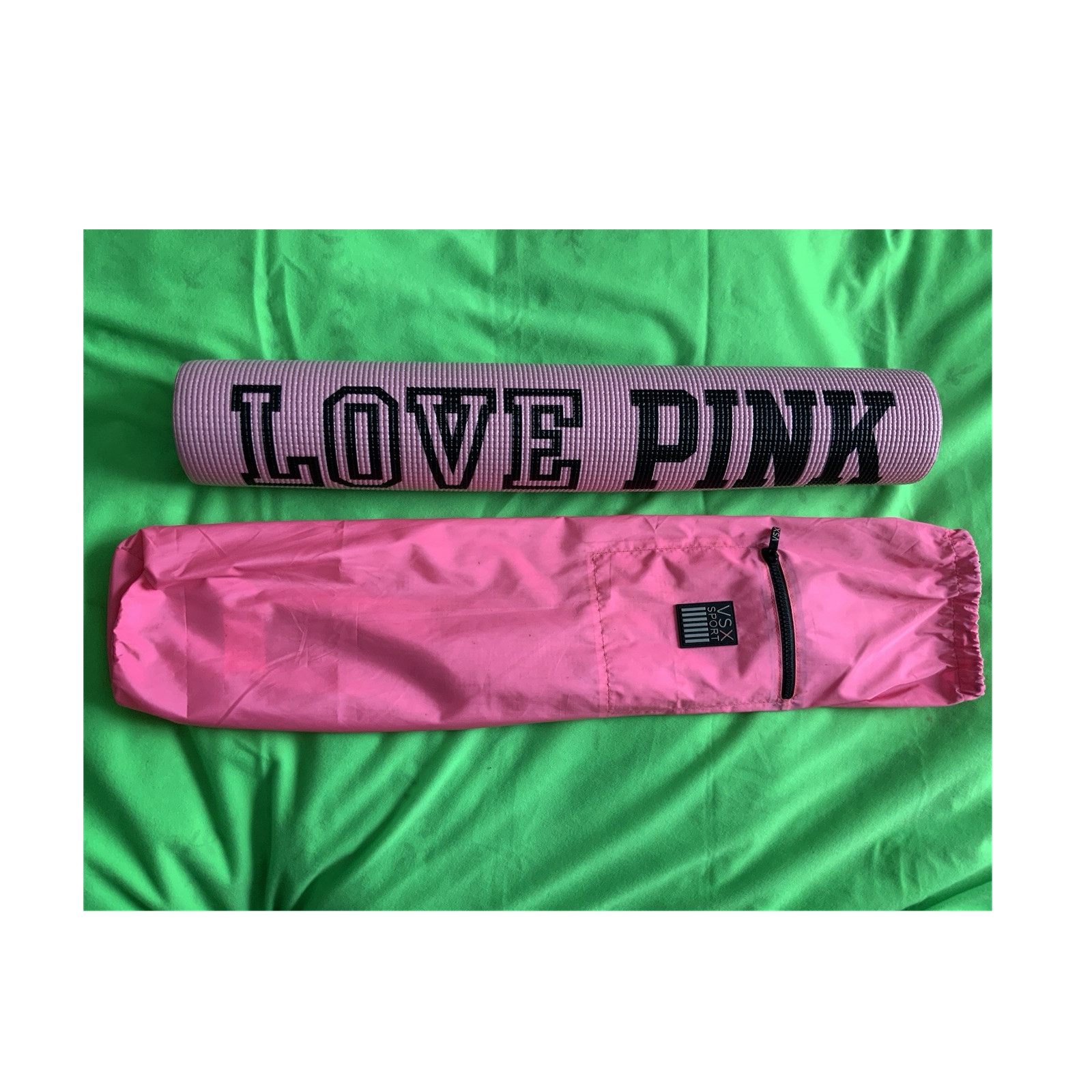 VSX Sport Pink Yoga Mat & Bag with Zip Pocket Adjustable Carrying Strap