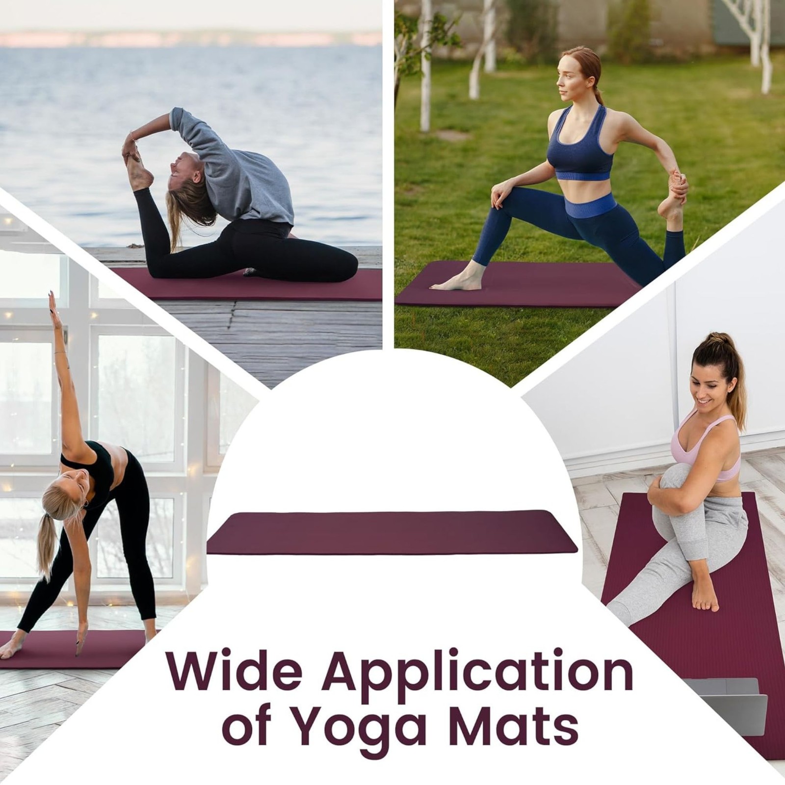 Fitvids 1/2&Prime; Thick High Density Yoga Mat, Carrying Strap, Deep Wine (Used)