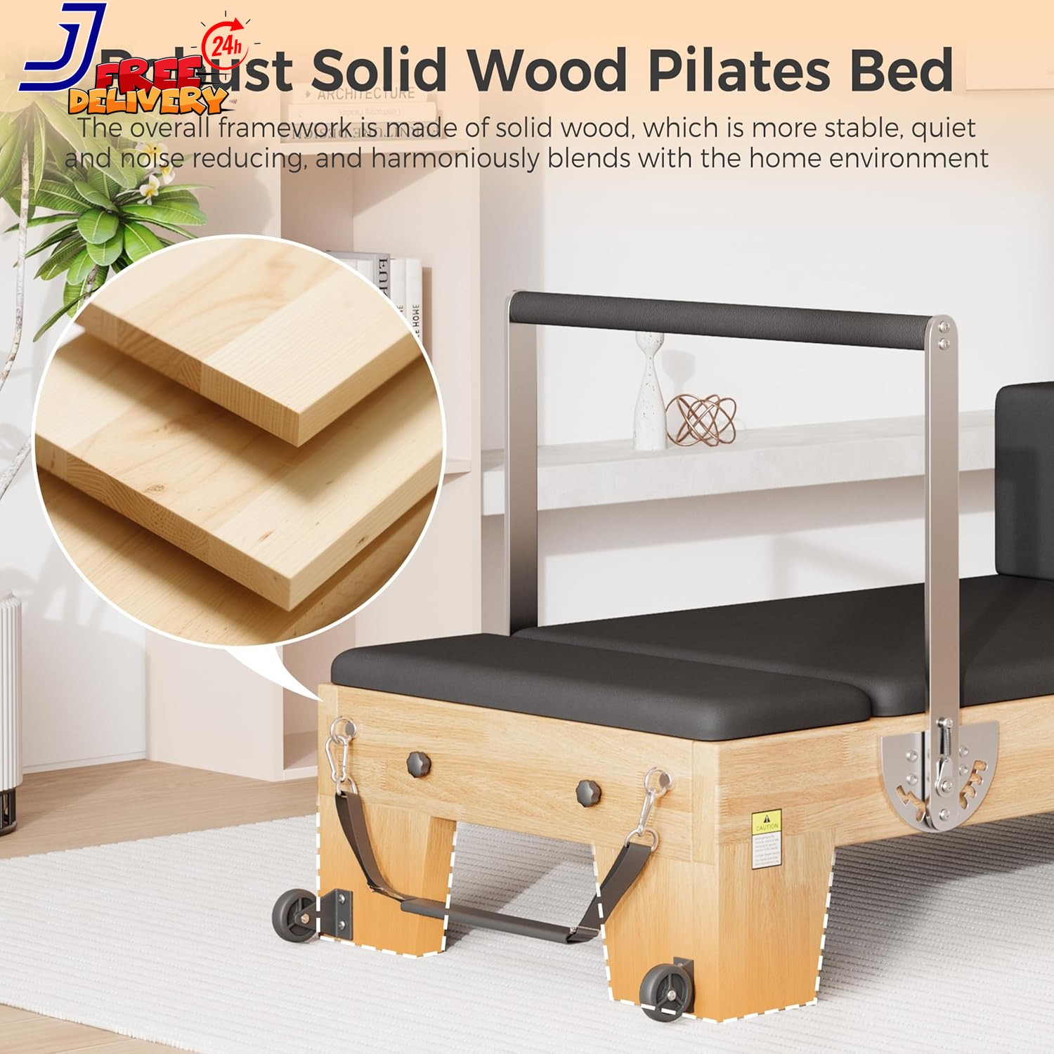Pilates Reformer for Home Gym Solid Wood Pilates Reformer Machine with Spring Ju