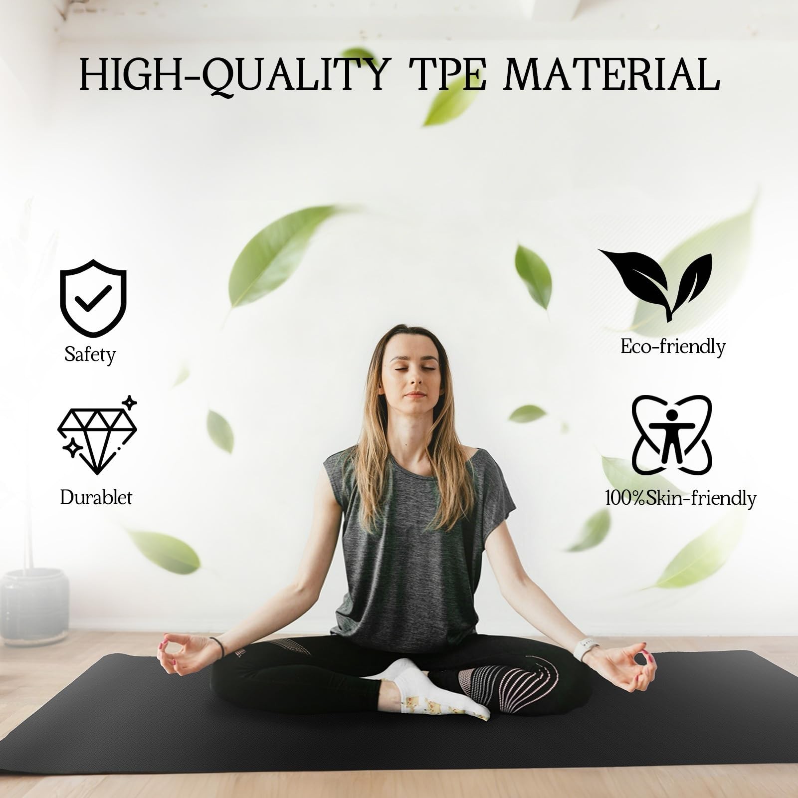 Extra Large Non-Slip Yoga Mat – Thick Durable Exercise Mat for Home Workout, Pil