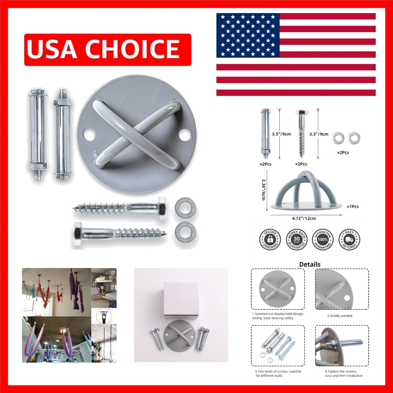 Heavy-Duty Wall Anchor for Yoga Swings and Gymnastic Tools – Easy Install