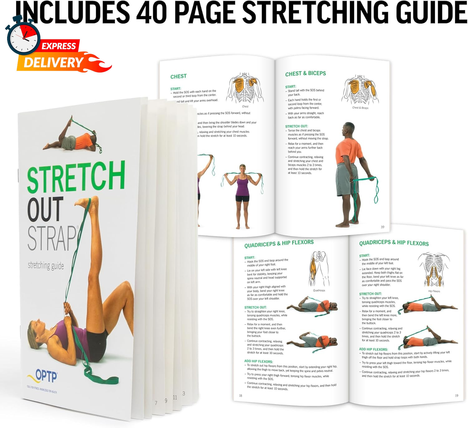 OPTP The Original Stretch Out Strap with Exercise Book, USA Made Top Choice Stre
