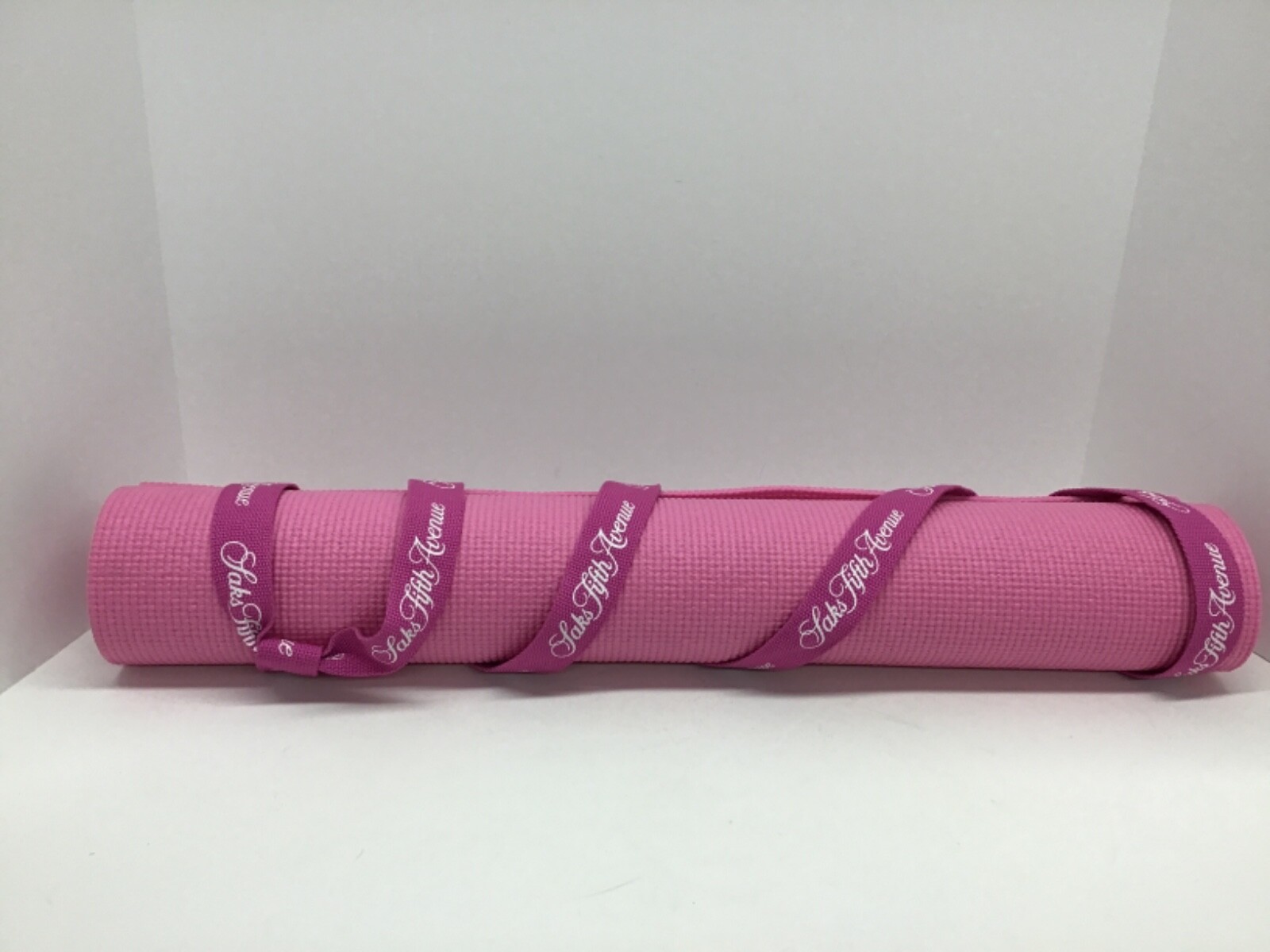 New Pink Saks Fifth Avenue Non-Slip Textured Yoga Mat w/Carrying Strap