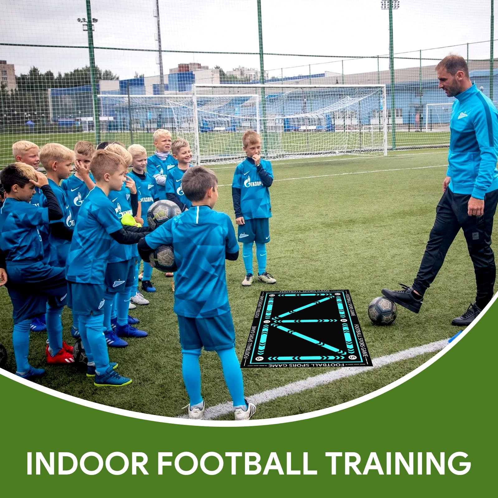 Football Training Mat, 90 x 60cm Soccer Mat, Non Slip Shock Absorbing Fu…