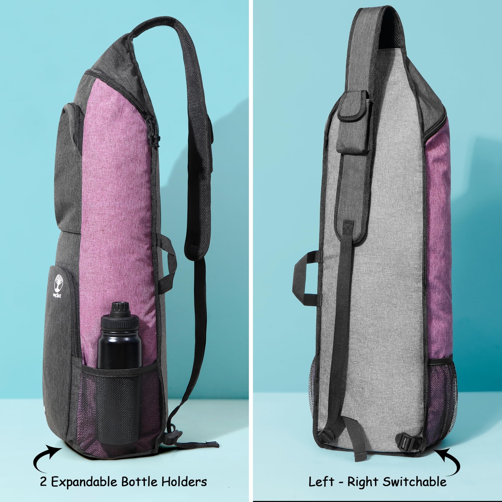 Yoga Mat Bag Carrier – Large Pockets & Water Bottle Holders. Yoga Backpack Fi…