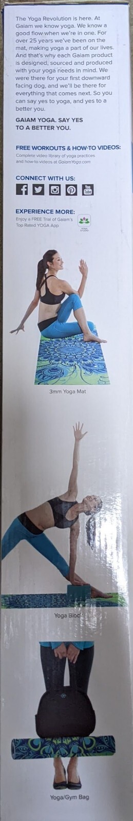 Yoga Kit w/Videos/3mm no slip yoga mat Lime/Teal 24&Prime;W x 68&Prime;L/foam block/gym bag