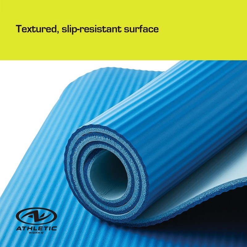 Two Tone Fitness Mat NBR Foam Extra Thick Carry Strap Slip Resistant Yoga New