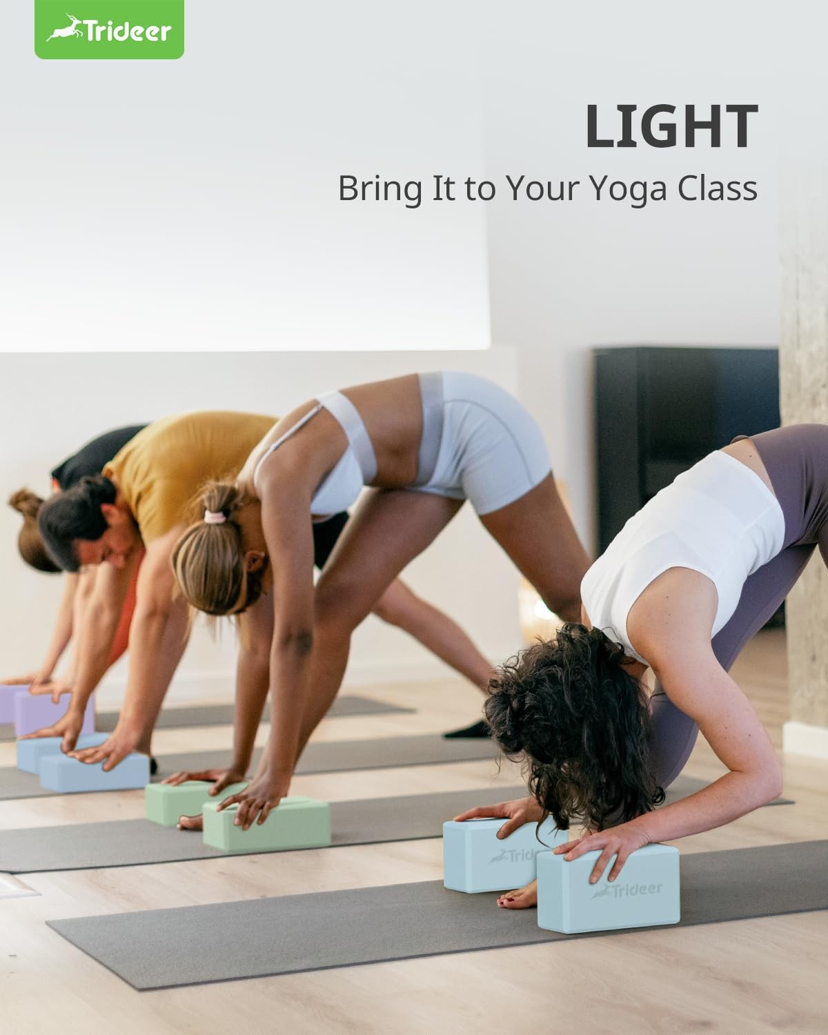Trideer Yoga Block, Soft Non-Slip Surface Premium Foam Light Blue-2 Pack