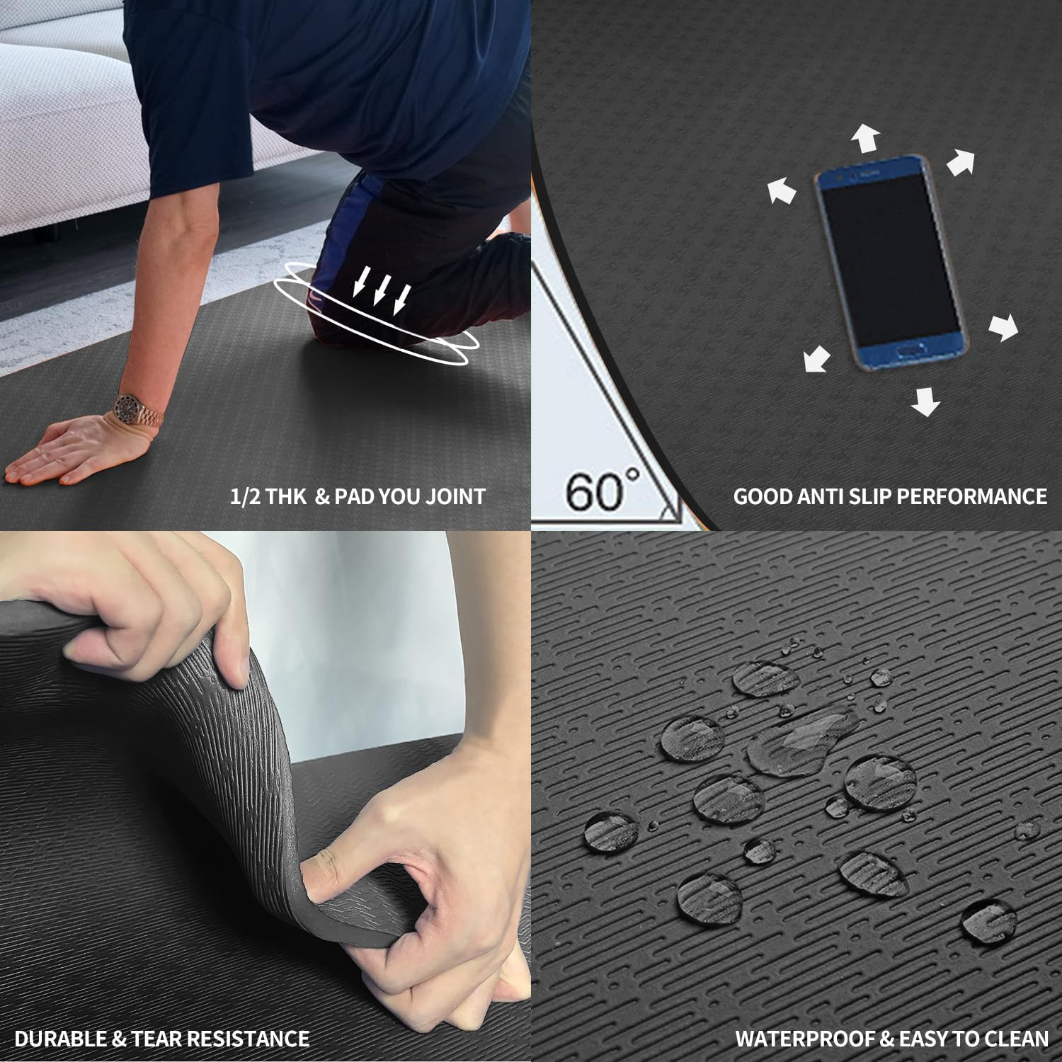 Large TPE Yoga Mat 6&rsquo;X4&rsquo;X1/2&Prime; Extra Thick Non-Slip Exercise Mat – for Yoga Pilat