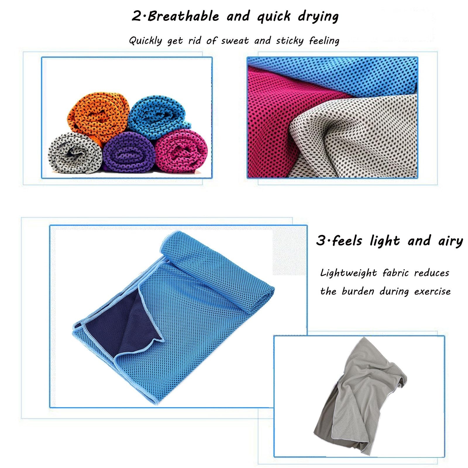 5 Pack Cooling Towel 47&Prime;x13.78&Prime;(120x35cm) Microfiber, Soft Breathable Chilly …