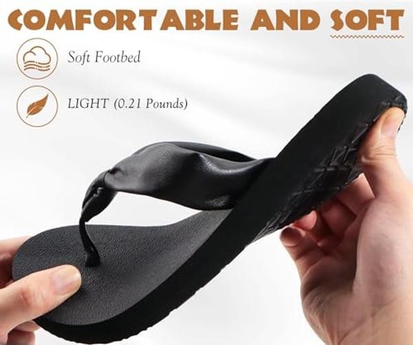 Womens Flip Flops With Arch Support Comfortable Yoga Mat Cushion Thong 8 Black