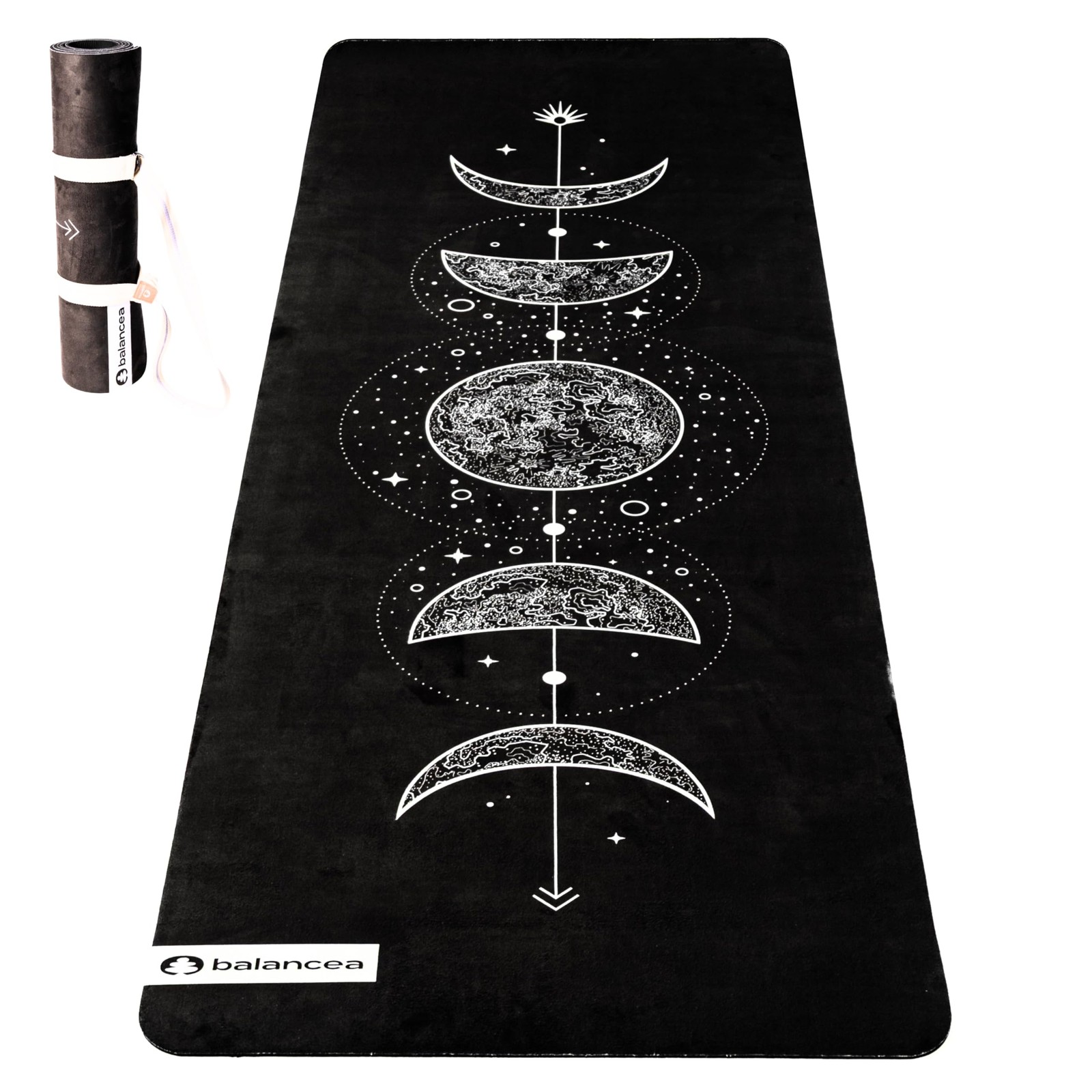 Yoga Mat With Strap 5mm Non Slip Suede & TPE – Moon Black Eco-Friendly Fitnes…