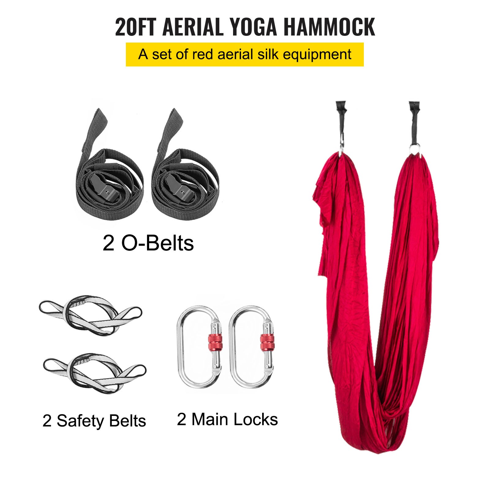 Uimoso Aerial Yoga Frame w/ Swing Bar 20Ft Silk Set for Trapeze and Hammocks
