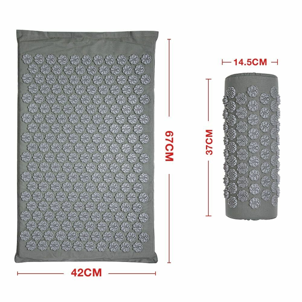 Acupressure Massager Mat Stress And Body Pain Relief Mattress + Cushion With Bag
