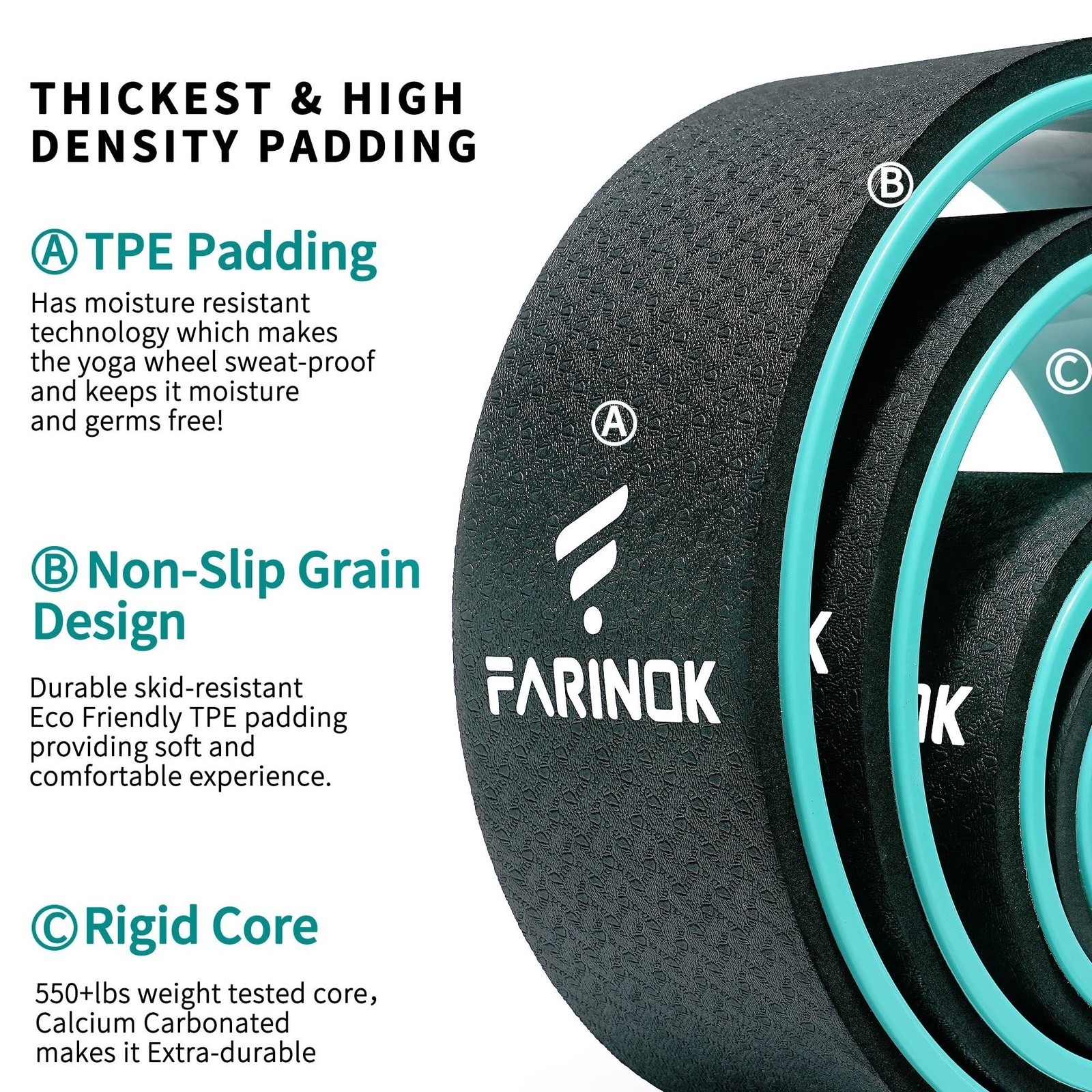 Yoga Wheel Set of 3+1, Upgraded 10MM Thick Back Wheels for Pain Relief & Stre…
