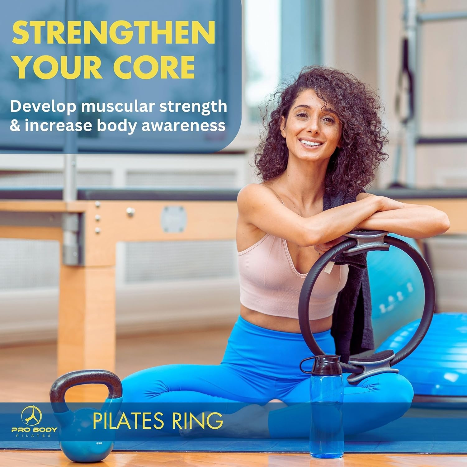 Fitness Circle – 14 Inch Pilates Ring for Focusing on Toning Inner Thighs, Arms,