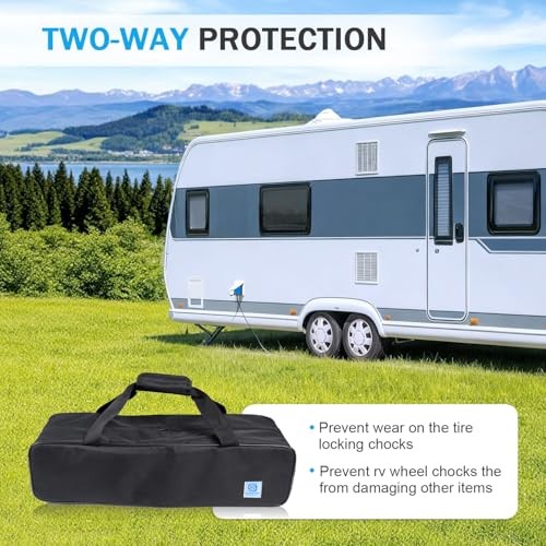 Black RV Camping Carry-All Bag for Tire Locking Chocks – 23-1/2&Prime; x 8&Prime;x 6&Prime; –