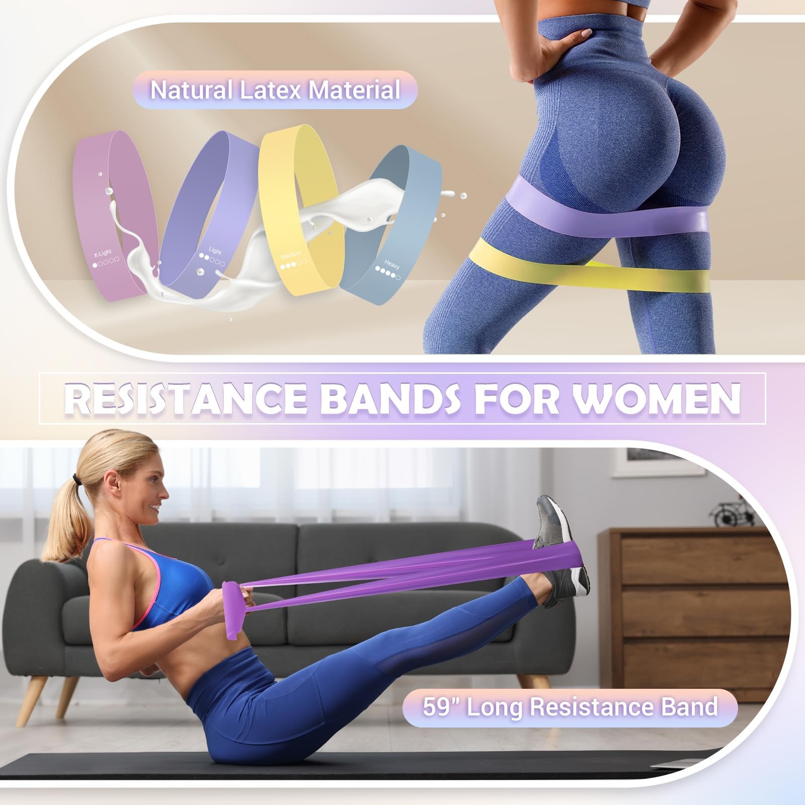Pilates Ring Set for Women, 12&Prime; Pilates Ring and Ball Set with Resistance Ban…
