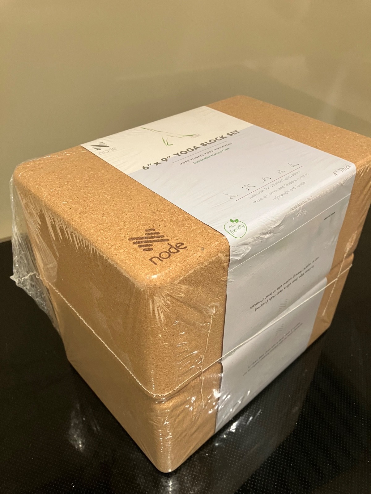 Node Cork Yoga Block Set 6”x9” – Natural Cork, Non-Slip, Eco-Friendly – New