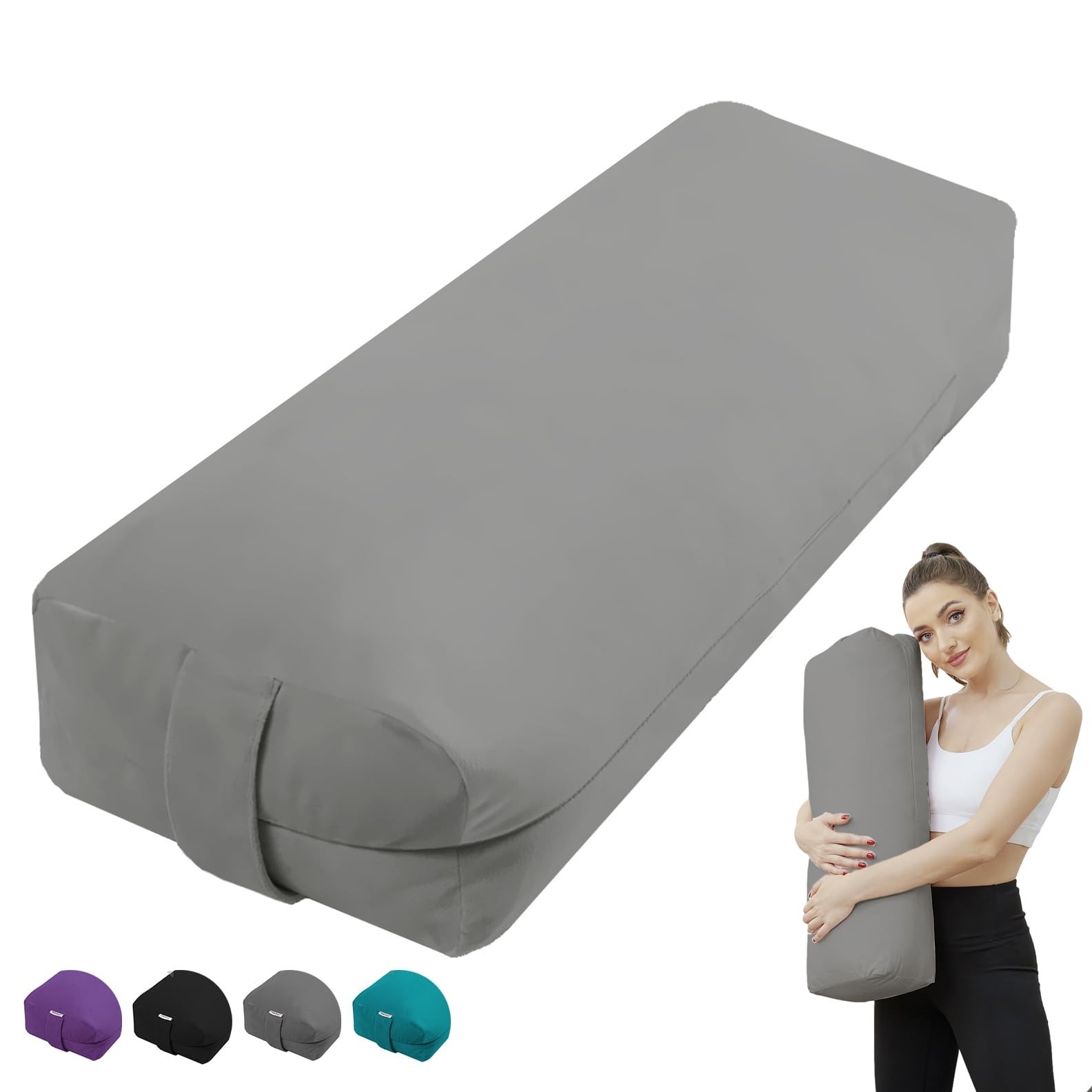 Rectangular Yoga Bolster Pillow, Meditation Pillow for Yin & Restorative Yoga…