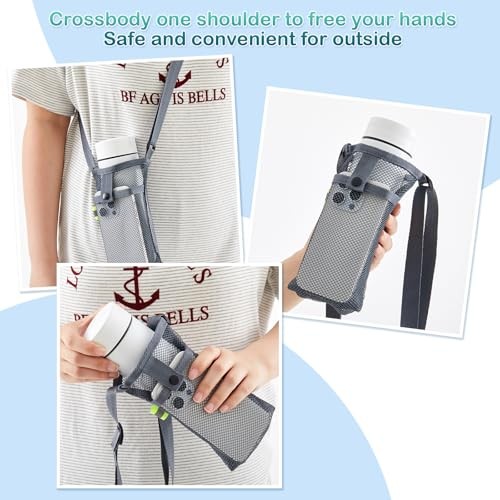 Water Bottle Sling Holder with Adjustable Strap Mesh Tumbler Carrier 4 Classic