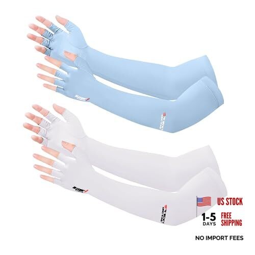 UV Protection Gloves – Non Slip Sunblock Gloves for Summer Light Blue White