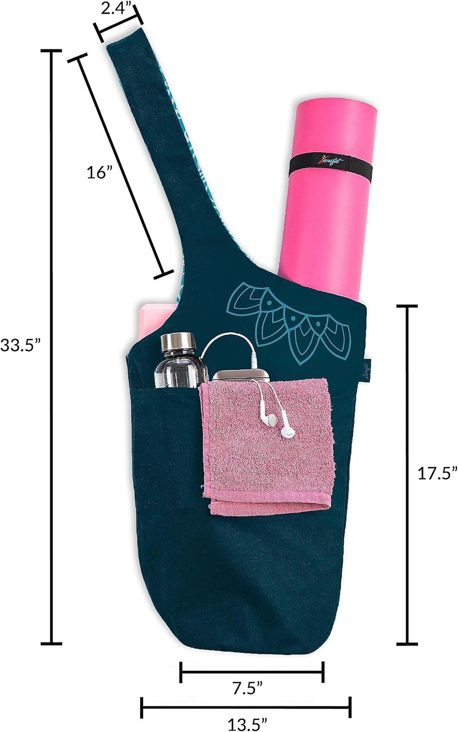 Elegant Yoga Mat Bag – Holds Up to 72in Mats, 3 Pockets & Dreamcatcher Design