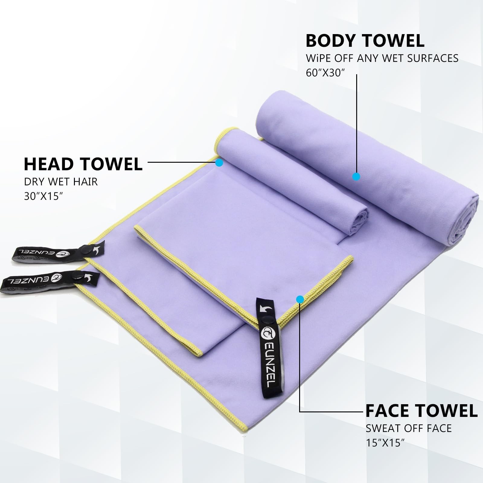 4 Set Quick Dry Camping Towel, Microfiber Travel Towel Super Absorbent Fast D…