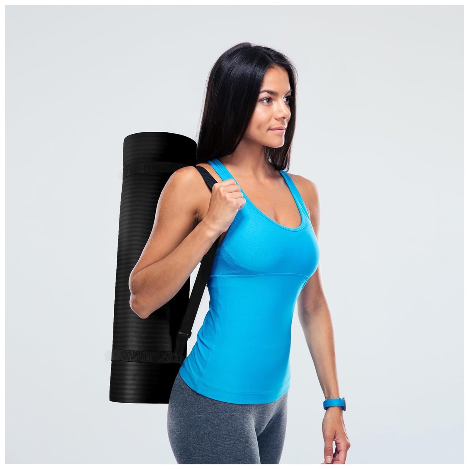 Fitvids 1/2-Inch Thick High Density Foam Exercise Yoga Mat One Size, Black