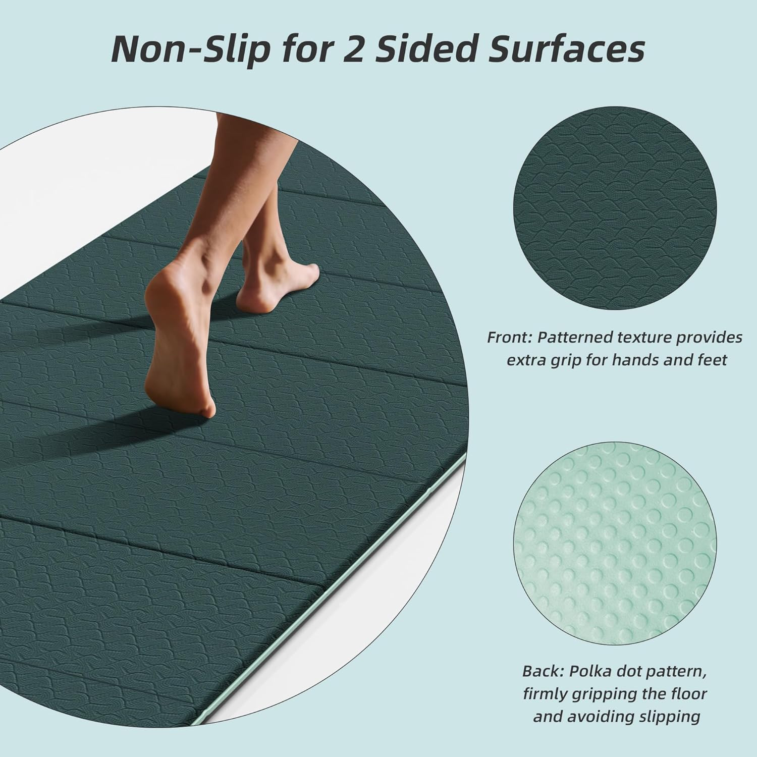 Foldable Yoga Exercise Mat, 74&Prime;Lx32&Prime;Wx1/3&Prime;Thick, TPE Multi-Purpose Workout Mats