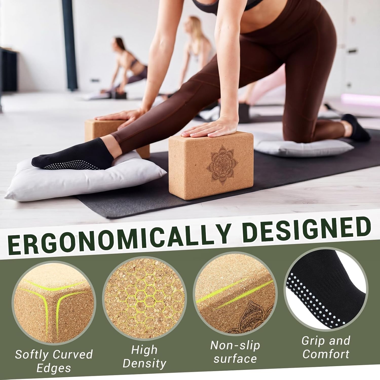2 Pcs Yoga Accessories Cork Yoga Blocks Set 2 Cork Fascia Balls 5 Gray Gradie…