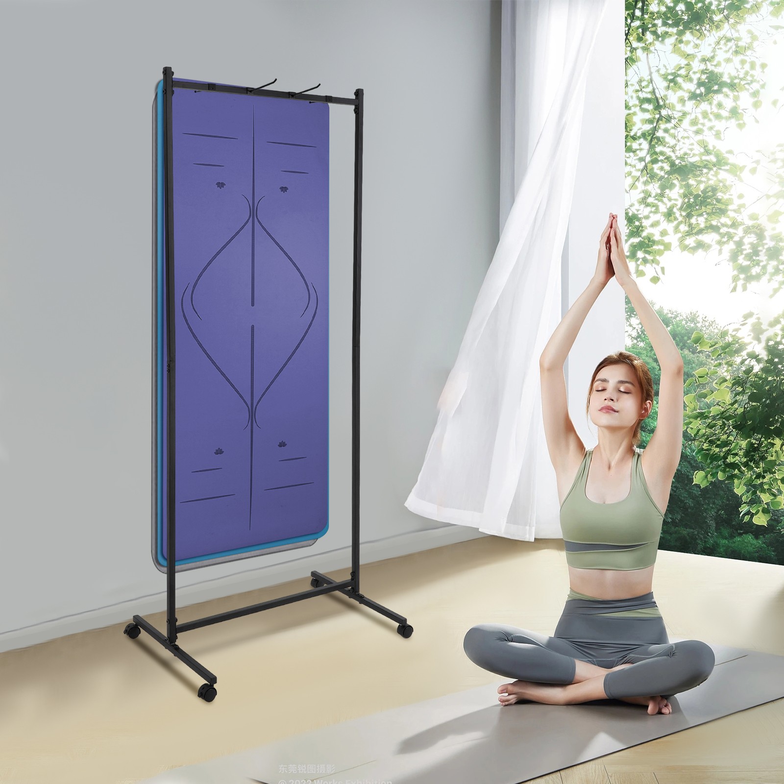 Yoga Mat Holder Hanging Floor Rolling Yoga Mat cart Yoga Mats Storage Rack